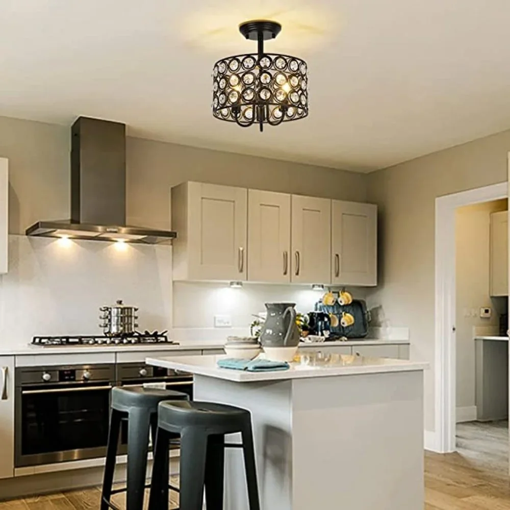 Modern Semi Flush Black Light Fixture